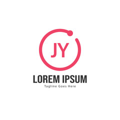 Initial JY logo template with modern frame. Minimalist JY letter logo vector illustration