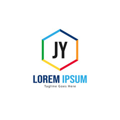 Initial JY logo template with modern frame. Minimalist JY letter logo vector illustration