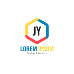 Initial JY logo template with modern frame. Minimalist JY letter logo vector illustration