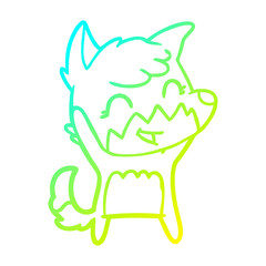 cold gradient line drawing happy cartoon fox