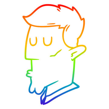 recommend clip art: rainbow gradient line drawing cartoon serious man