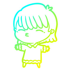 Obraz premium cold gradient line drawing cartoon woman
