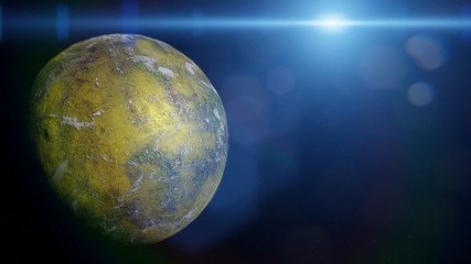 forest planet, green and biologically active alien planet in a distant solar system (3d space rendering)