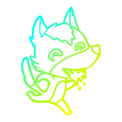 cold gradient line drawing cartoon hungry wolf running