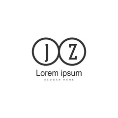 Initial JZ logo template with modern frame. Minimalist JZ letter logo vector illustration