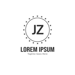 Initial JZ logo template with modern frame. Minimalist JZ letter logo vector illustration