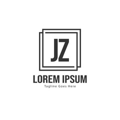 Initial JZ logo template with modern frame. Minimalist JZ letter logo vector illustration