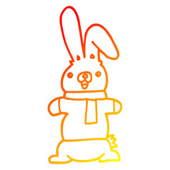 warm gradient line drawing cartoon rabbit