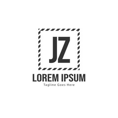 Initial JZ logo template with modern frame. Minimalist JZ letter logo vector illustration