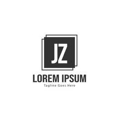 Initial JZ logo template with modern frame. Minimalist JZ letter logo vector illustration