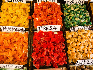 Food stalls in a street market