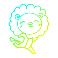 cold gradient line drawing cartoon lion