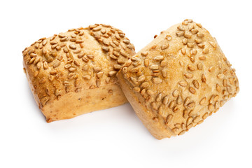 Rye eco breads on the white background.