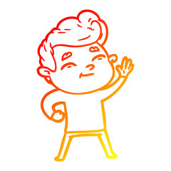 warm gradient line drawing happy cartoon man