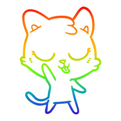 rainbow gradient line drawing cartoon cat