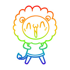 rainbow gradient line drawing happy cartoon lion