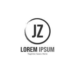 Initial JZ logo template with modern frame. Minimalist JZ letter logo vector illustration