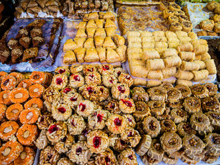 Food stalls in a street market
