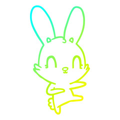 cold gradient line drawing cute cartoon rabbit dancing