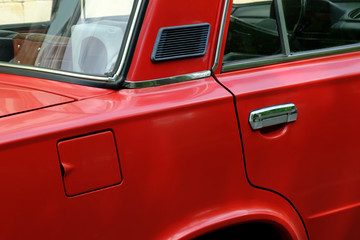 detail of red retro car, 80s