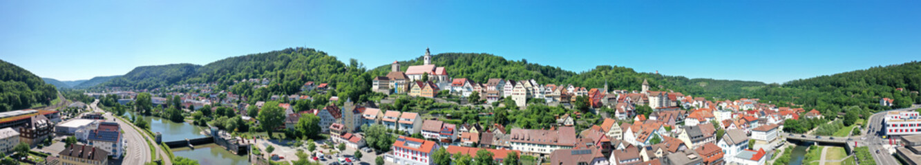 Fototapeta na wymiar panoramic view to Horb Germany