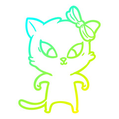 cold gradient line drawing cartoon cat