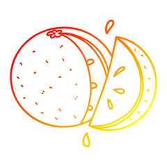 warm gradient line drawing cartoon orange slice