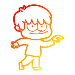 warm gradient line drawing happy cartoon man