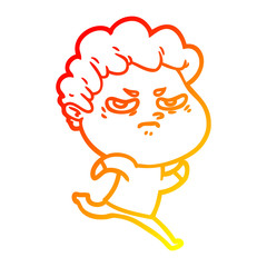 warm gradient line drawing cartoon angry man
