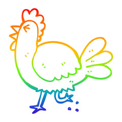 rainbow gradient line drawing cartoon rooster