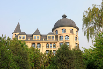 Fototapeta na wymiar European architecture in the park, Tangshan, China