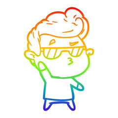 rainbow gradient line drawing cartoon cool guy