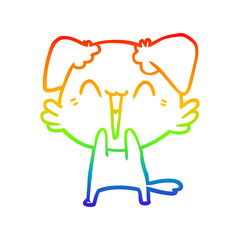 rainbow gradient line drawing happy little dog cartoon