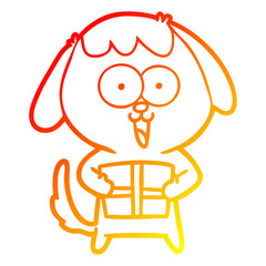 Obraz premium warm gradient line drawing cute cartoon dog