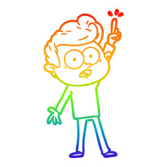 rainbow gradient line drawing cartoon staring man