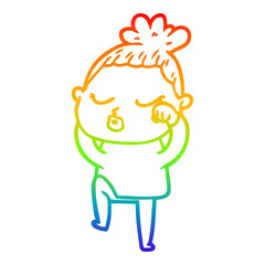rainbow gradient line drawing cartoon calm woman