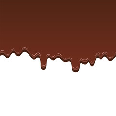 Chocolate seamless pattern. Drip dark chocolate isolated white background. Sweet melting food. Dripping 3d liquid design. Delicious dessert. Melted drop candy. Tasty milk choco. Vector illustration