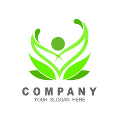 Organic family logo, leaf logo, and vector logo template