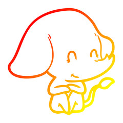 warm gradient line drawing cute cartoon elephant