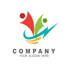 Fast people logo , thunder logo , and human social 