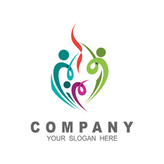 Obraz premium human logo with line icons and love