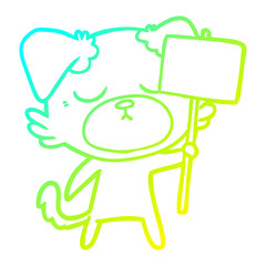 cold gradient line drawing cute cartoon dog