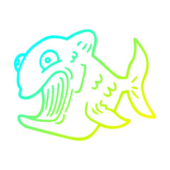 cold gradient line drawing funny cartoon fish