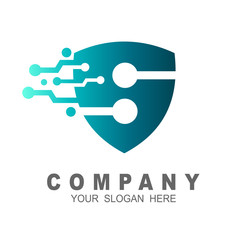 Electronic shield initial letter s logo design, letter s, shield, fast, and tech