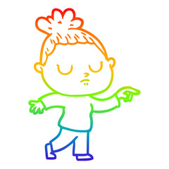 rainbow gradient line drawing cartoon calm woman