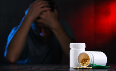 Drugs and the figure of a addicted man