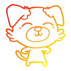 warm gradient line drawing cartoon dog