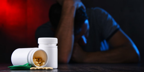 Drugs and the figure of a addicted man