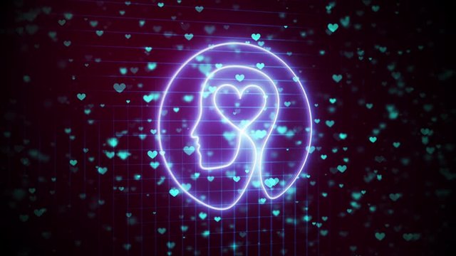 SIlhouette of head with heart