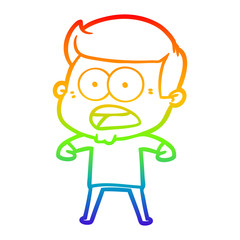 rainbow gradient line drawing cartoon shocked man